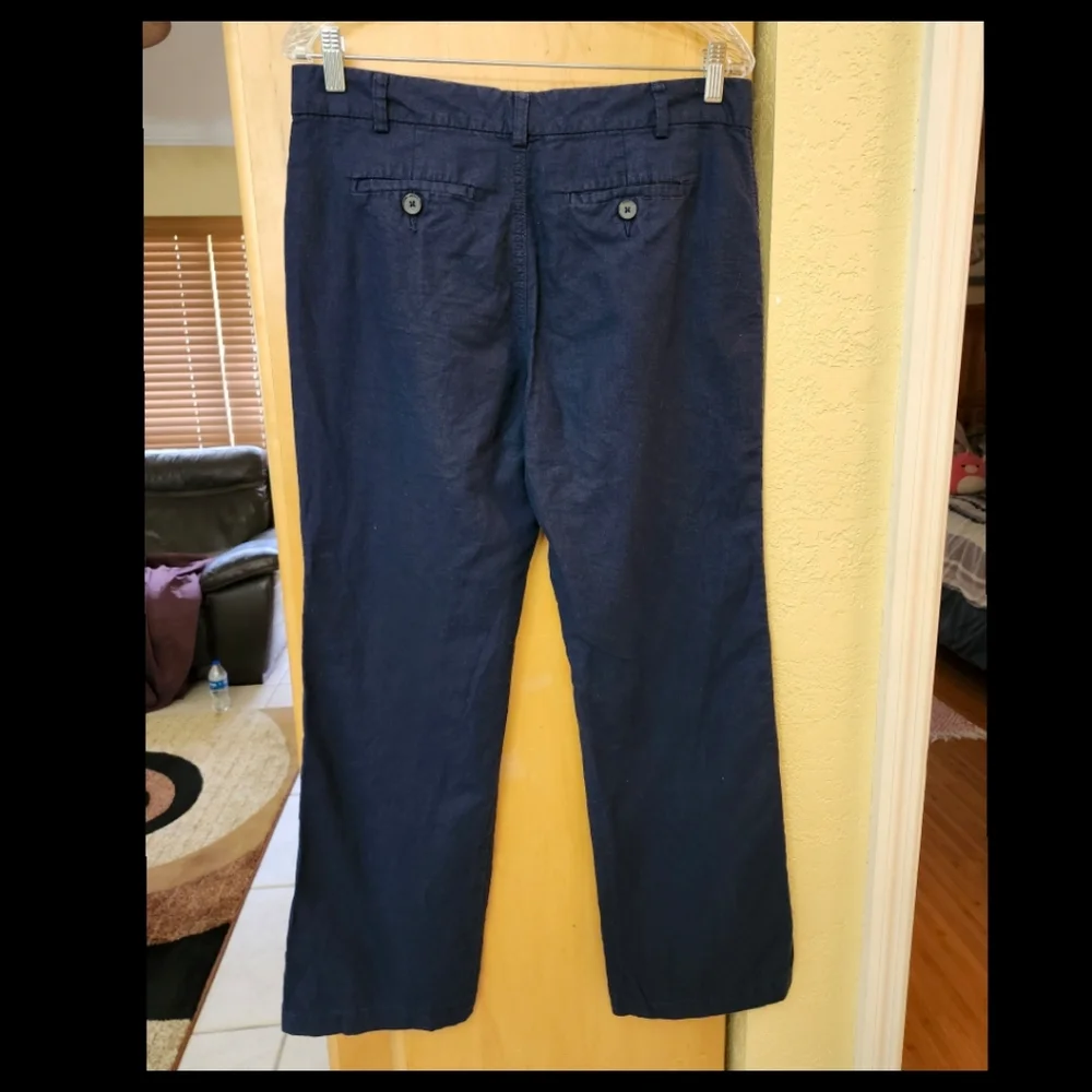 Banana Republic Navy Blue Linen Cotton Trousers Size W30●